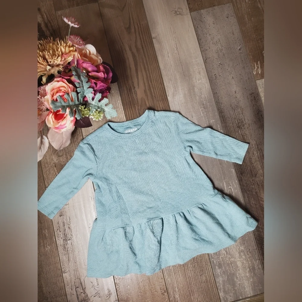 Old Navy Solid Thermal Long-Sleeve Drop-Waist Toddler Girl Dress Size 12-18M